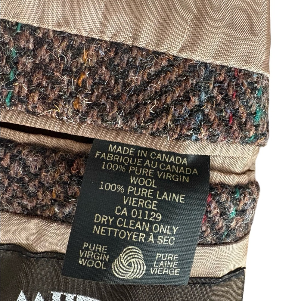 Miltons Wool Classic Brown Teal Printed Herringbone Blazer Womens M/L - Picture 4 of 9